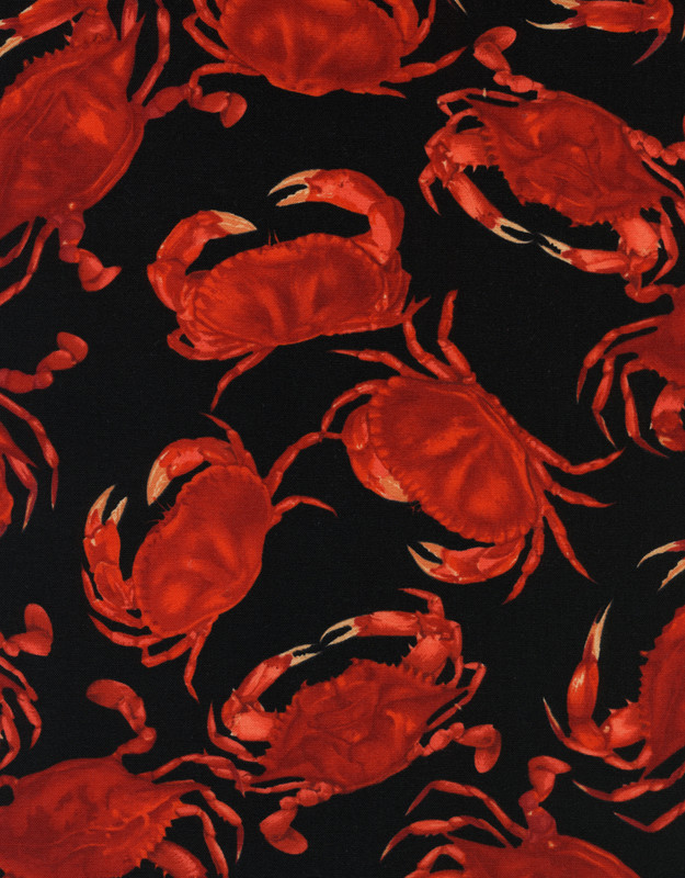 Cotton Print Yarmulkes Red Crabs - BLACK Cotton Print Yarmulkes Red Crabs - BLACK