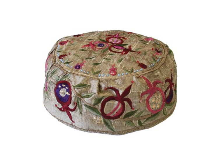 Yair Emanuel Gold Pomegranate Hand Embroidered Hat - HME-2G Yair Emanuel Gold Pomegranate Hand Embroidered Hat - HME-2G