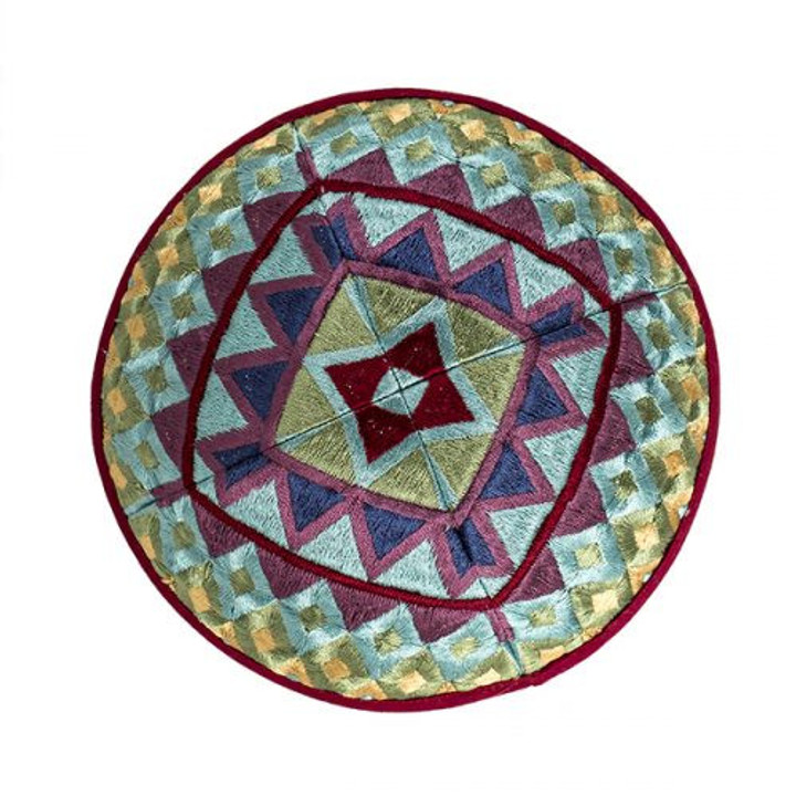 Yair Emanuel Embroidered Kippah Geometric Squares -- Multicolor - YME-17M Yair Emanuel Embroidered Kippah Geometric Squares -- Multicolor - YME-17M