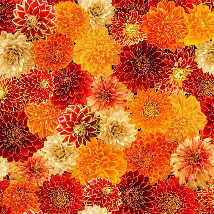 Cotton Print Yarmulkes CHRYSANTHEMUM MIX