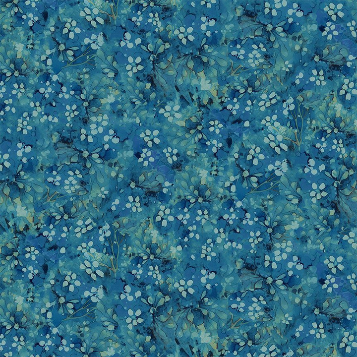 Cotton Print Yarmulkes TONAL FLORAL - COBALT