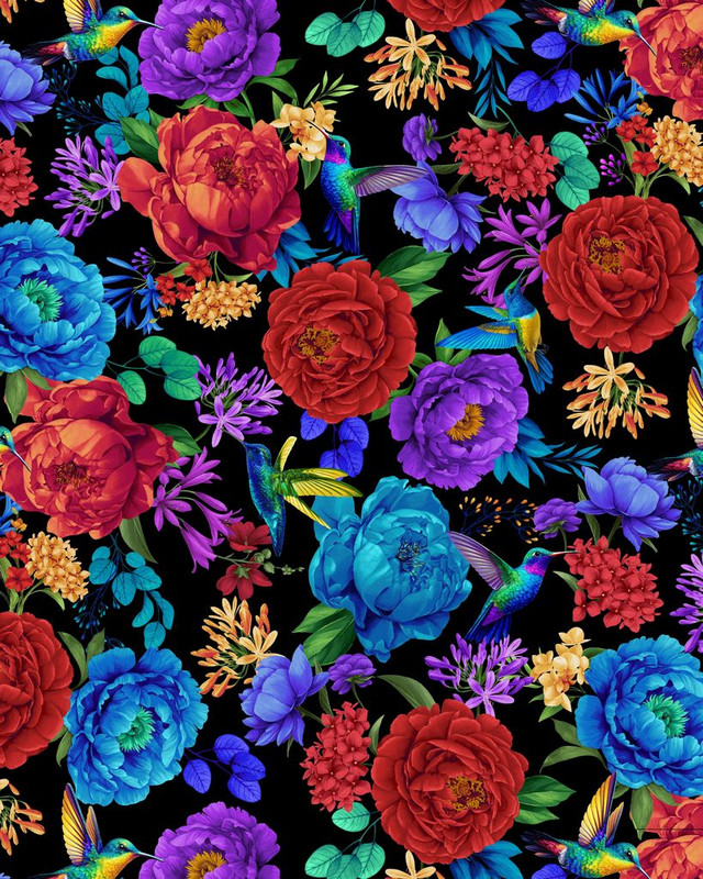 Cotton Print Yarmulkes LARGE BRIGHT FLORAL