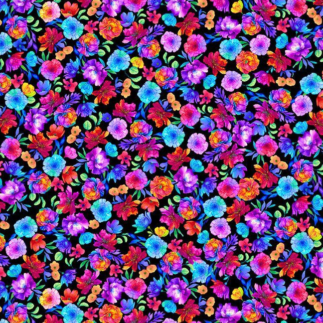 Cotton Print Yarmulkes MULTI FLORAL BLACK