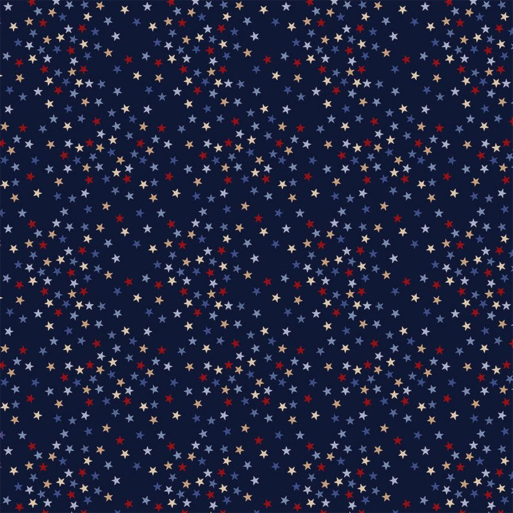 Cotton Print Yarmulkes Stars - Admiral