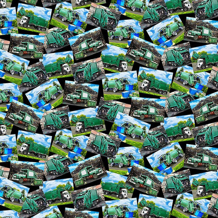 Cotton Print Yarmulkes GARBAGE TRUCKS