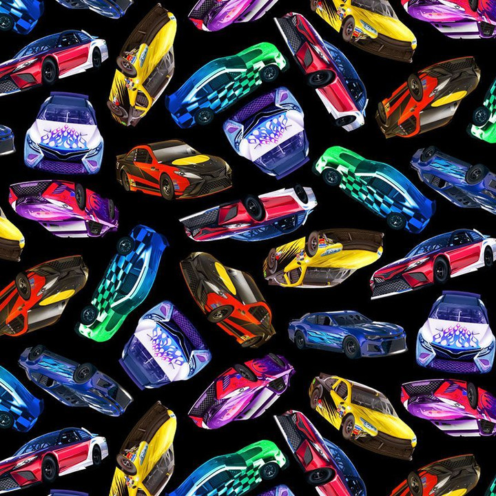 Cotton Print Yarmulkes RACE CARS