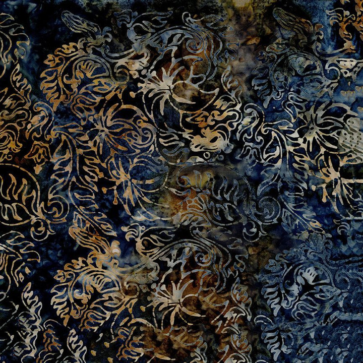 Cotton Print Yarmulkes  STAMPED TROPICAL LEAVES - HARBOR