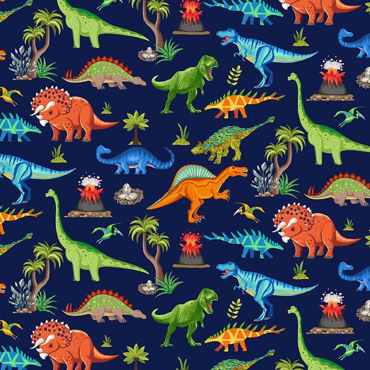 Cotton Print Yarmulkes DINOSAURS SCENIC