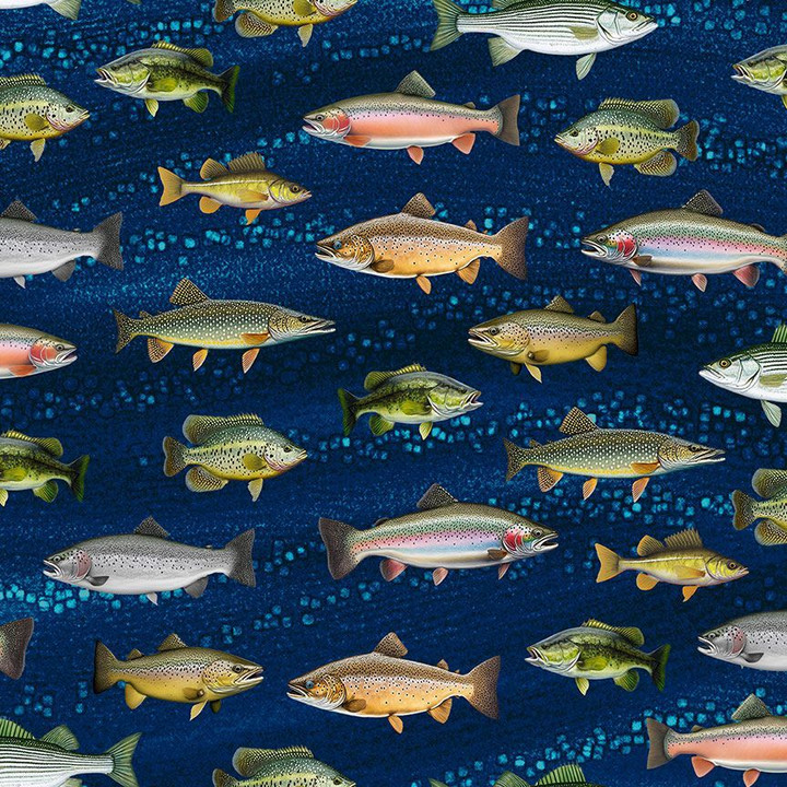 Cotton Print Yarmulkes FISH