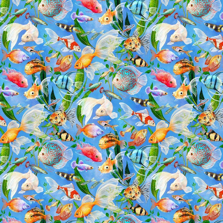Cotton Print Yarmulkes AQUARIUM FISH