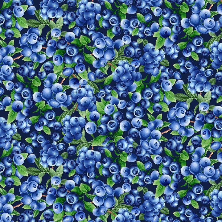 Cotton Print Yarmulkes BLUEBERRIES BUSH