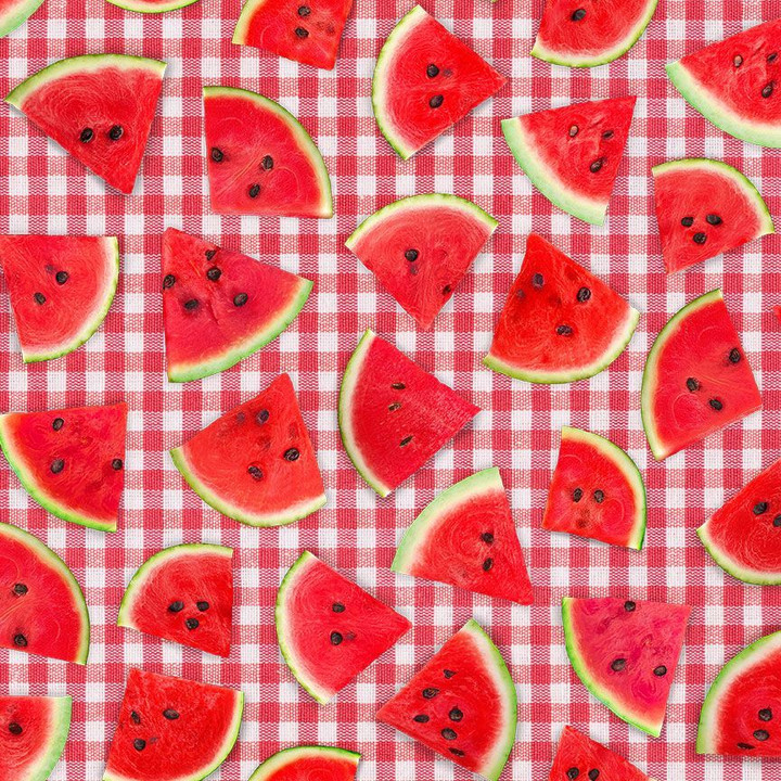 Cotton Print Yarmulkes WATERMELON SLICE ON PLAID