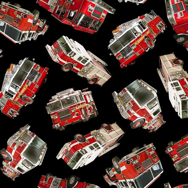 Cotton Print Yarmulkes TOSSED FIRE ENGINE