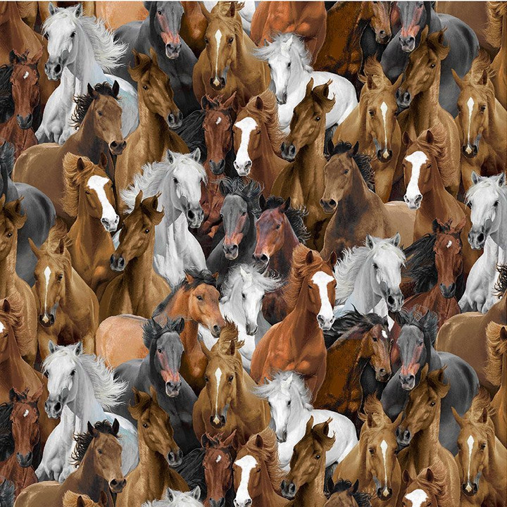 Cotton Print Yarmulkes HORSES