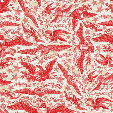 Cotton Print Yarmulkes Eagles - Red