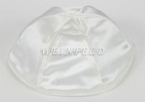 Satin Yarmulkes 6 Panels - Lined - Satin Ivory With Orange Rim. Best Quality Bridal Satin