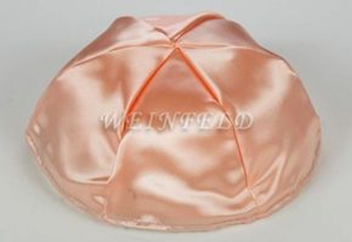 Satin Yarmulkes 6 Panels - Lined - Satin Peach With Yellow Rim. Best Quality Bridal Satin Satin Yarmulkes 6 Panels - Lined - Satin Peach With Yellow Rim. Best Quality Bridal Satin