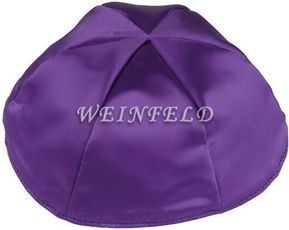 Satin Yarmulkes 6 Panels - Lined - Satin Purple With Kelly Green Rim. Best Quality Bridal Satin