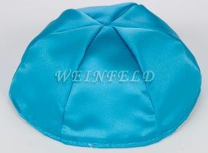 Satin Yarmulkes 6 Panels - Lined - Satin Turquise With Matching Rim. Best Quality Bridal Satin Satin Yarmulkes 6 Panels - Lined - Satin Turquise With Matching Rim. Best Quality Bridal Satin