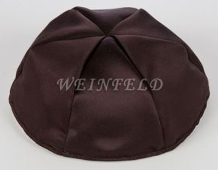 Satin Yarmulkes 6 Panels - Lined - Satin Brown With Black Rim. Best Quality Bridal Satin