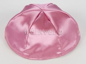 Satin Yarmulkes 6 Panels - Lined - Satin Mauve Pink With Matching Rim. Best Quality Bridal Satin