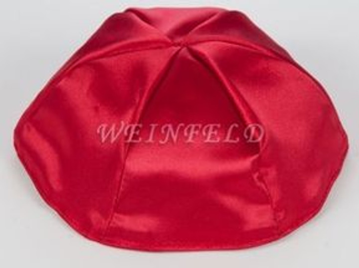 Satin Yarmulkes 6 Panels - Lined - Satin Red With Kelly Green Rim. Best Quality Bridal Satin Satin Yarmulkes 6 Panels - Lined - Satin Red With Kelly Green Rim. Best Quality Bridal Satin