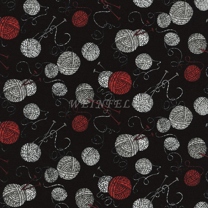 Cotton Print Yarmulkes Yarn Balls & Knitting Needles