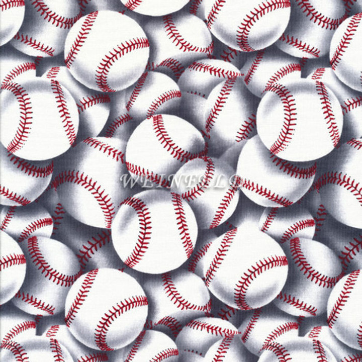 Cotton Print Yarmulkes Baseballs - White Cotton Print Yarmulkes Baseballs - White