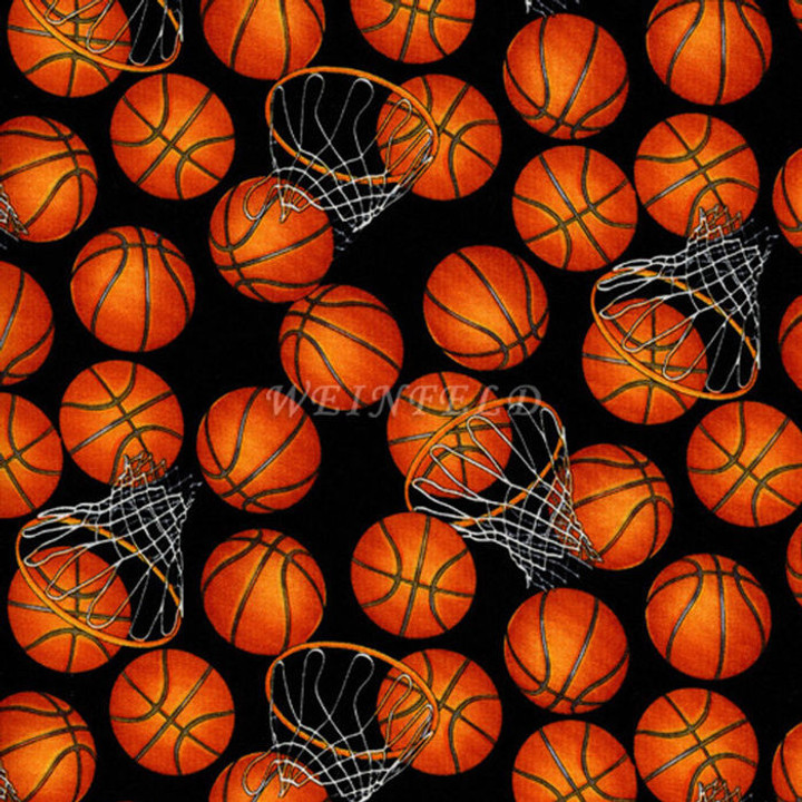 Cotton Print Yarmulkes Basket Ball. Sports - Black Cotton Print Yarmulkes Basket Ball. Sports - Black