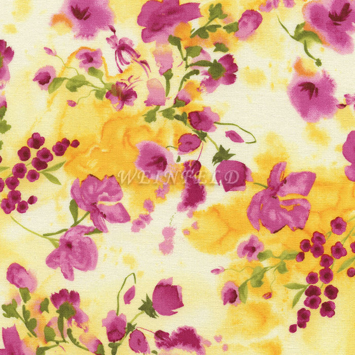 Cotton Print Yarmulkes Rosa Floral - Yellow