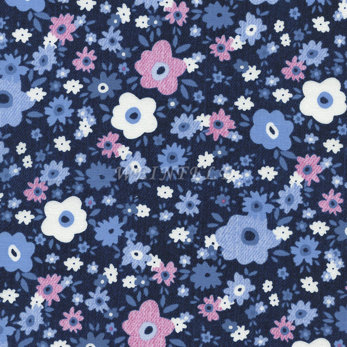 Cotton Print Yarmulkes - Floral Denim