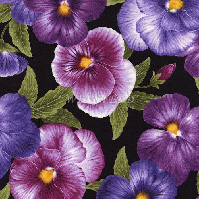 Cotton Print Yarmulkes - Flowers Black