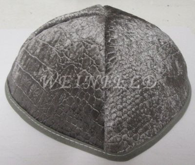 Alligator Yarmulkes - Grey with Grey Rim