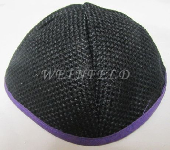 Burlap Yarmulkes - Black Purple