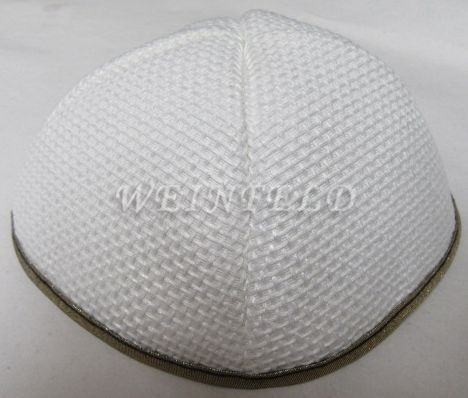 Burlap Yarmulkes - White Gold