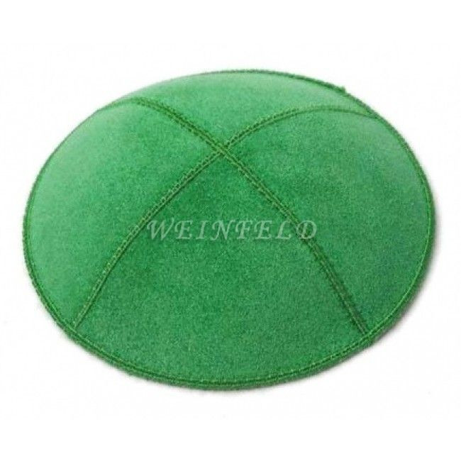 Genuine Suede Kippah - Solid Colors - Kelly Green