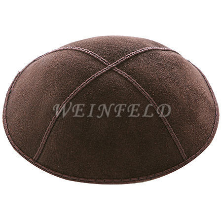 Genuine Suede Kippah - Solid Colors - Chocolate Brown