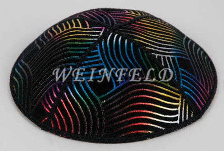 Genuine Suede Yarmulke - Metallic Embossed - Colored Metalic Waves Genuine Suede Yarmulke - Metallic Embossed - Colored Metalic Waves