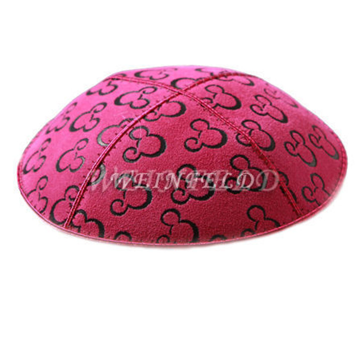 Genuine Suede Yarmulke - Metallic Embossed - Black Metallic Mickey Mouse Seude Kippah Genuine Suede Yarmulke - Metallic Embossed - Black Metallic Mickey Mouse Seude Kippah