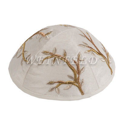 Yair Emanuel Modern Yarmulkes - Embroidered Kippah - Tree Gold