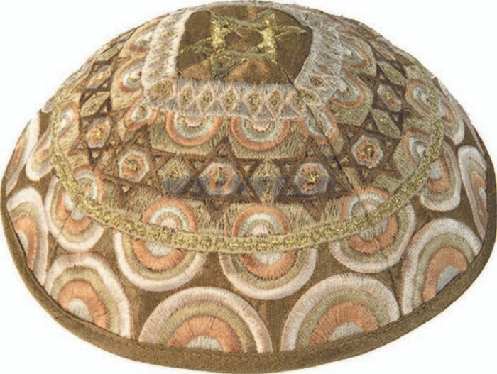 Yair Emanuel Modern Yarmulkes - Embroidered Kippah - Magen David Gold
