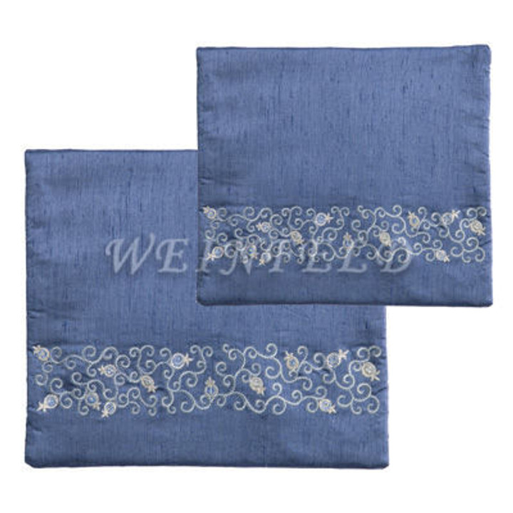 Embroidered Tallit and Tefillin Bag - Pomegranates Blue light Embroidered Tallit and Tefillin Bag - Pomegranates Blue light