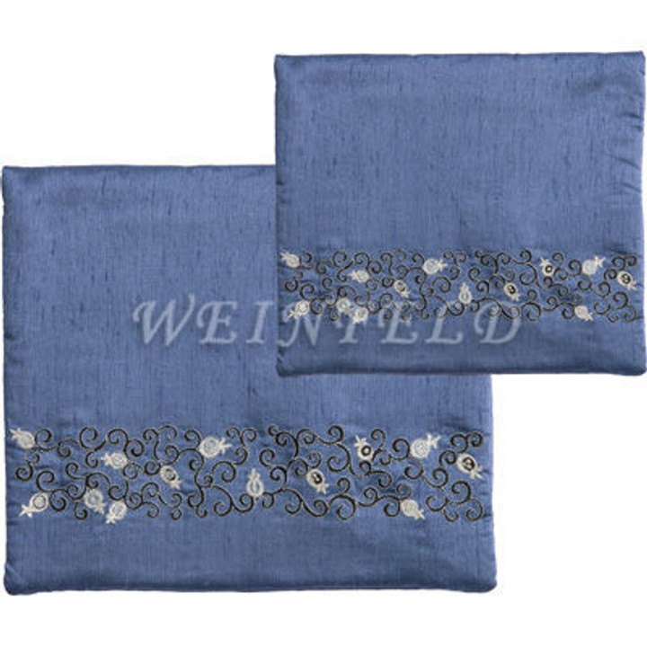 Embroidered Tallit and Tefillin Bag - Pomegranates Blue Embroidered Tallit and Tefillin Bag - Pomegranates Blue