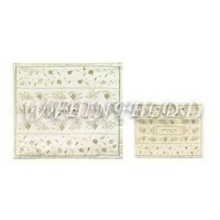 Embroidered Tallit and Tefillin Bag - Pomegranates in Olive on Cream Embroidered Tallit and Tefillin Bag - Pomegranates in Olive on Cream