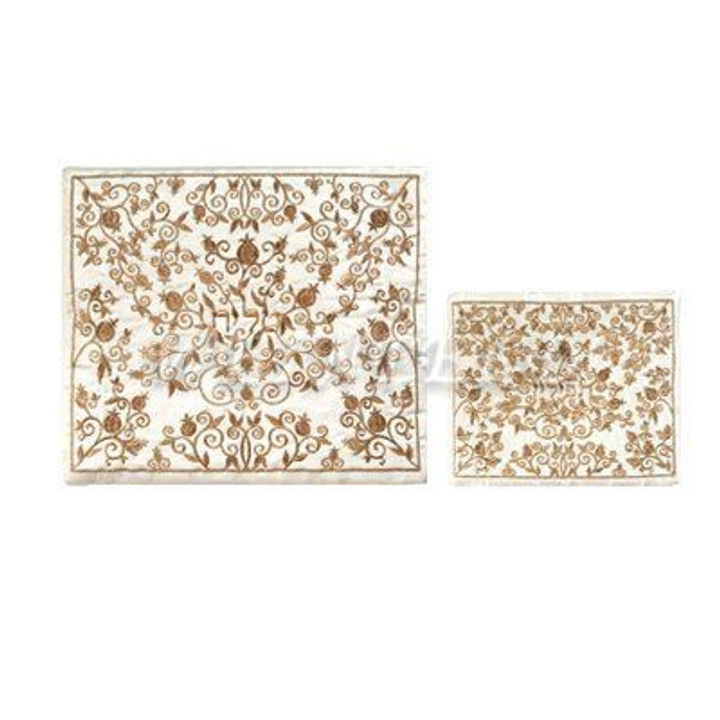 Embroidered Tallit and Tefillin Bag - Pomegranate Vine in Gold Embroidered Tallit and Tefillin Bag - Pomegranate Vine in Gold