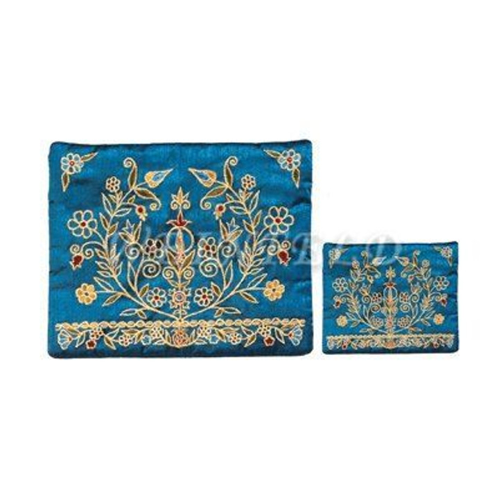 Embroidered Tallit and Tefillin Bag - Pomegranate Flower Tree in Blue Embroidered Tallit and Tefillin Bag - Pomegranate Flower Tree in Blue