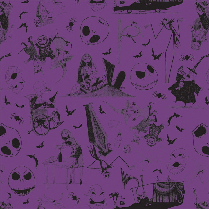 Disney Yarmulkes Cotton - SKETCHED - Jack is Back - Sketched - Purple