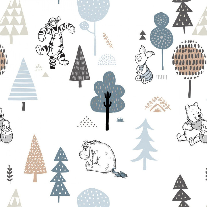 Disney Yarmulkes Cotton - Winnie the Pooh - Forest - White