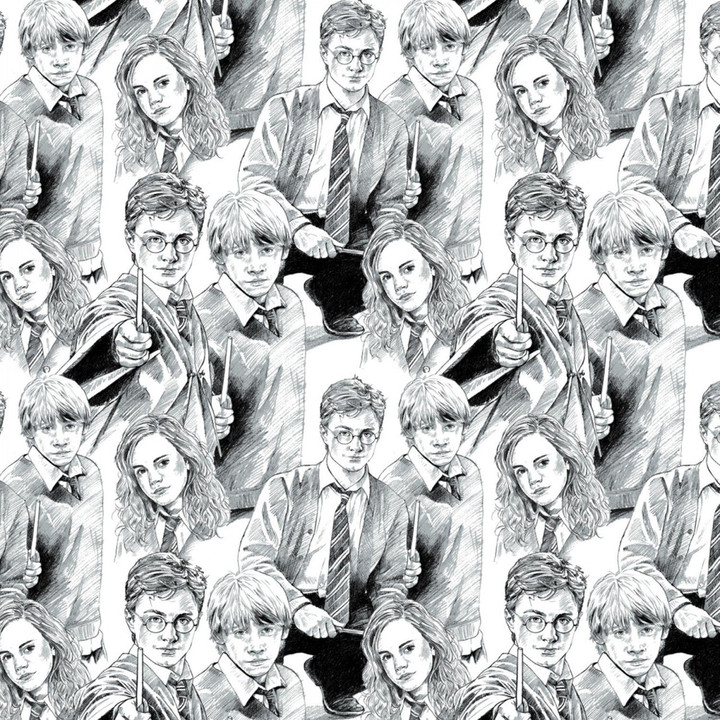 Harry Potter Yarmulkes Cotton - Line Art - White