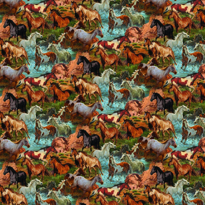 Wild Wings Yarmulkes Cotton - ALLOVER - Horses Wild Wings Yarmulkes Cotton - ALLOVER - Horses